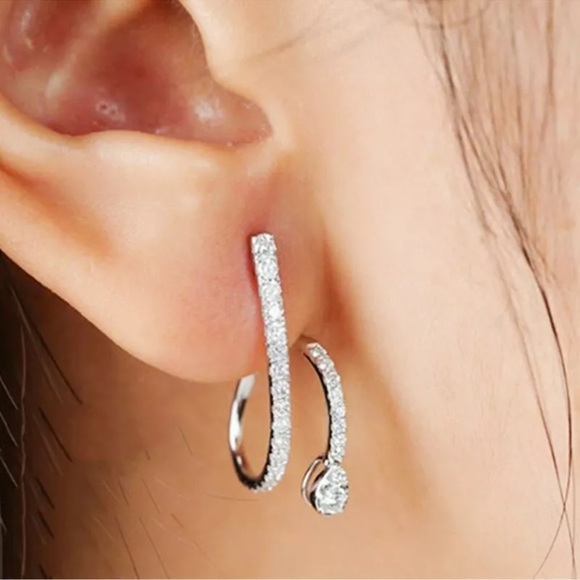 Creative 925 Silver Stud Earrings for Women Cubic Zirconia Engagement Jewelry